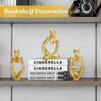 3PCS Gold Thinker Statues Home Decor, Resin Abstract Trendy Art Sculpture, Modern Aesthetic Collectible Figurines Display for Home Office Bedrooms Shelf Table Desktop Decoration