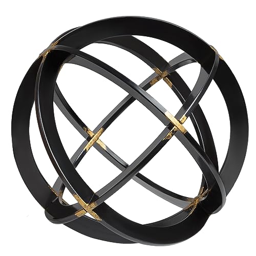 Everydecor Decorative Sphere for Home Decor - Black & Gold, Hand Painted, Modern Decorative Balls for Living Room, Bedroom, Kitchen, Bathroom, Office - Table Decorative Orbs for Centerpiece - color: Black & Gold