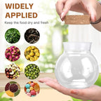 VASANA Airtight Clear Round Glass Jar with Cork Tea Caddy Container Vase Eco Bottle Small Ball Moss DIY Canister for Kitchen Storage Home Decoration 500ml 17oz