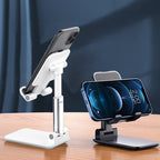Meetuo 2 Pcs Cell Phone Stand, Adjustable Angle Height Phone Stand for Desk, Fully Foldable/Portable Phone Holder, Compatible for iPhone 16/15/14/13/12/Smartphones - color: Black+White