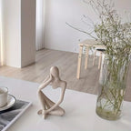 Sandstone Thinker Abstract Statue, European Light Luxury Resin Craft, Office Bookshelf Living Room Entrance Desktop Decor, White - color: White