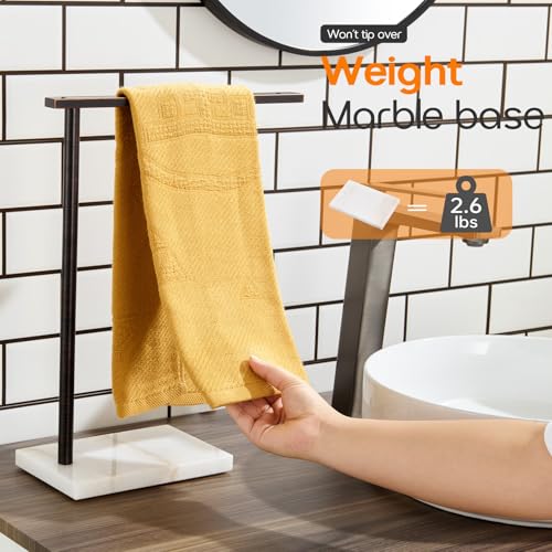 Hand Towel Holder for Bathroom Vanity Countertop 1-Tier Towel Rack Free Standing with Heavy Marble Base, Oil Rubbed Bronze Stainless Steel AN7002ORB - color: Oil Rubbed Bronze, size: 1-Bar