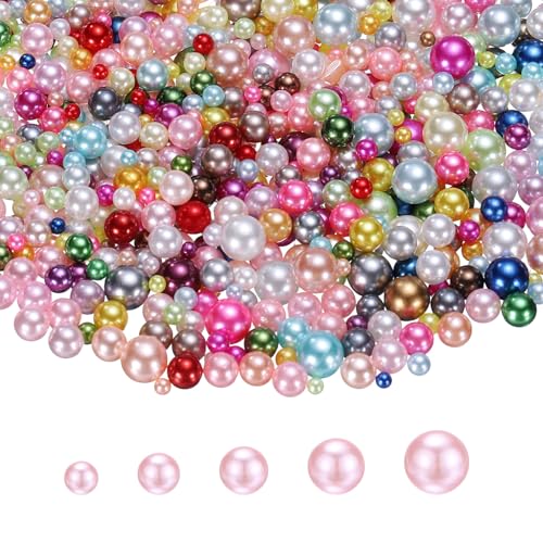 PATIKIL 1000 Pcs No Hole Pearls, 3mm 4mm 5mm 6mm 8mm Mini Round Faux Pearl for Art Crafts Jewelry Making Nail Vase Filler Birthday Wedding Party, Multicolor - color: Multicolor