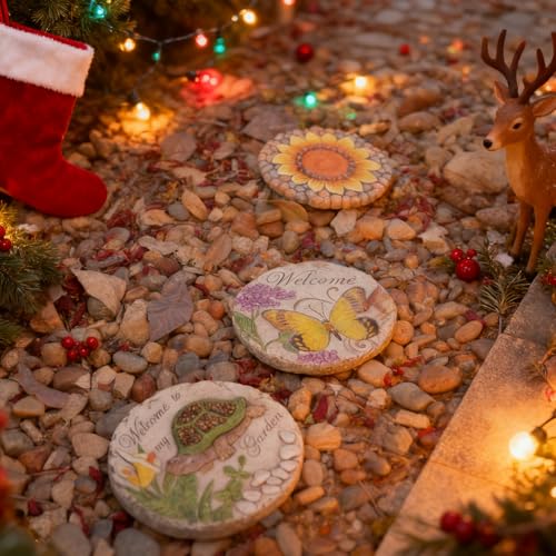 Garden Décor Stepping Stones Outdoor - Resin Butterfly Decorative Stone Bright Color Memories Pavers Outdoor for Garden Yard 9.5 * 9.5 * 0.5 Inch LC Lcdecohome - color: Yellow2
