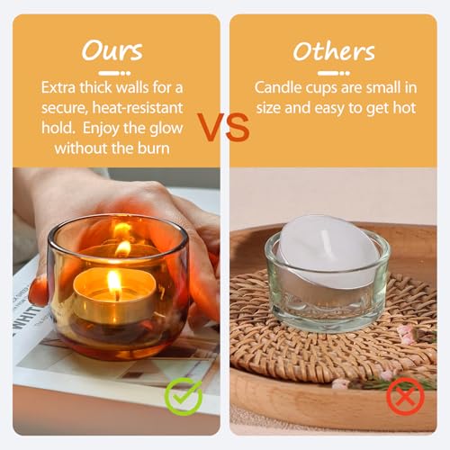 Gurfuy Glass Votive Candle Holders 6 Set - Tealight Candle Holder for Festival Wedding Propose Parties Holiday Table Centerpiece Shelf Decoration Fall Home Decor Amber - color: Amber
