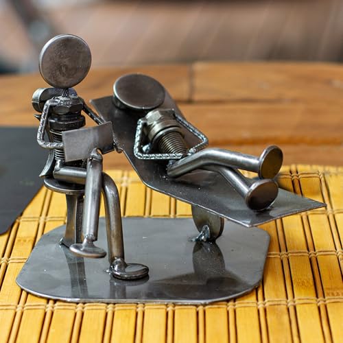 NOVICA Metallic Recycled Metal Iron Sculpture, 'Rustic Psychotherapist'