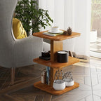 COZAYH Modern Minimalist Wood End Table with 3 Open Shelves, Farmhouse Plant Stand, Small Bookshelf for Living Room, Bedroom