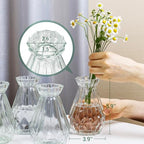 MyGift Mini Set of 6 Diamond-Faceted Clear Glass Bud Vases – Small Decorative Flower Vases for Table Centerpieces, Weddings, and Home Décor