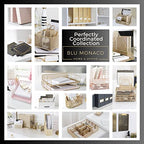 BLU MONACO White Wooden Desk Organizer With Drawer | Desktop Storage With Drawers | Multi-Compartment Desk Caddy for Home Office | 5.7”D x 12.9”W x 9”H Tabletop Accessory Holder