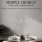 Blulu Silver Crystal Sunburst Wall Decor Large Rhinestones Metal Burst Bling Wall Art Home Decorative Sunburst Hanging Diamond Accents for Living Room Bedroom, 23.6 x 23.6 Inch