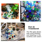 KINGOU 100 pcs Flat Glass Marbles, Replacement Mancala Stones 0.6 LB Mixed Colored Flat Glass Pebbles/Beads/Gems for Games Vase Filler Beads Aquarium Pebbles DIY Craft (12-16mm)