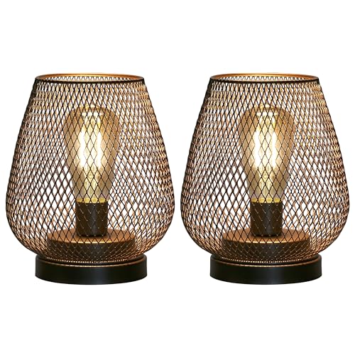 JHY DESIGN Set of 2 Metal Cage LED Lantern Battery Powered Cordless Accent Light with LED Great for Weddings Parties Patio Events for Indoors Outdoors - style: Set of two bronze egg