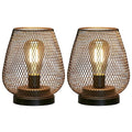 JHY DESIGN Set of 2 Metal Cage LED Lantern Battery Powered Cordless Accent Light with LED Great for Weddings Parties Patio Events for Indoors Outdoors - style: Set of two bronze egg