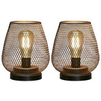 JHY DESIGN Set of 2 Metal Cage LED Lantern Battery Powered Cordless Accent Light with LED Great for Weddings Parties Patio Events for Indoors Outdoors - style: Set of two bronze egg