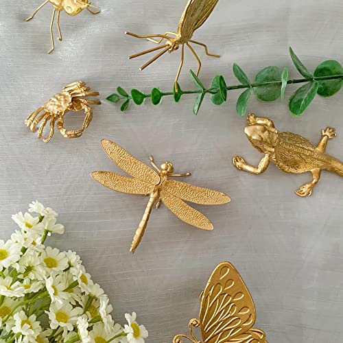 Gold Dragonfly Sculpture Solid Metal Insect Ornament Mini Insect Figurine for Home Office Garden Desktop Decor (Dragonfly) - style: Dragonfly
