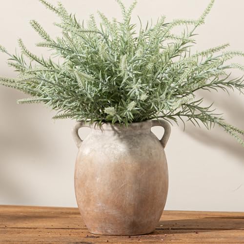 Dobbyby Ceramic Flower Vase 7.6 inch Farmhouse Rustic Vase Decorative Pottery Terracotta Vases for Home Decor Table Mantle Fireplace Living Room Bathroom Wedding Centerpiece (Aged Terra) - color: M-aged Terra
