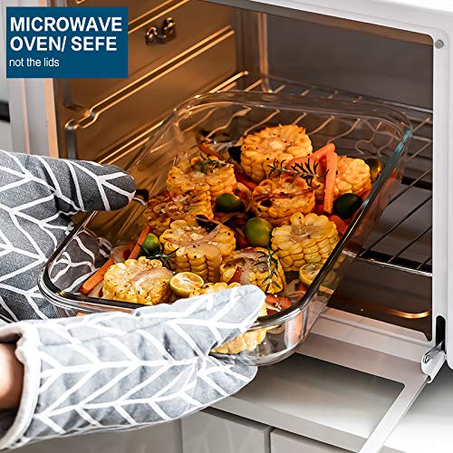 8-Piece Deep Glass Baking Dish Set with Plastic lids,Rectangular Glass Bakeware Set with Lids, Baking Pans for Lasagna, Leftovers, Cooking, Kitchen, Freezer-to-Oven and Dishwasher, Gray - color: Gray