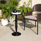 SwallowLiving Black Side Table, 25" Tall Small Round End Table for Small Spaces, Solid Pine Wood Pedestal Drink Table, Narrow Accent Table for Living Room, Bedroom & Entryway, Matte Black Finish - color: Black Spindle