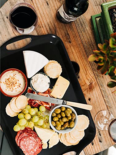 KAQAHIDO Large Melamine Serving Trays for Eating, 17.5’’ x 12’’ Serve Platter for Appetizer, Charcuterie, Food, Snack, Cupcakes, Dessert, BPA-Free, Dishwasher Safe Tray, Set of 2, Black - color: Black