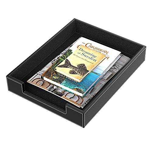 Leather Letter Tray, THIPOTEN Elegant Desk Organizer for Office Supplies, Mail, Paper, File, Magazine, Perfect Office Organization for Desktop(Black) - color: Black