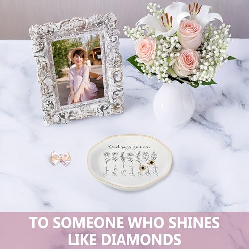 God Says You Are - Christian Bible Verse Jewelry Dish Trinket Tray - Unique Ceramic Ring Jewelry Tray for Women (Unique) - style: Unique
