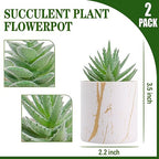 Der Rose Set of 2 Succulents Plants Artificial Mini Fake Succulents Plants for Home Office Desk Accessories for Women - color: 2-green
