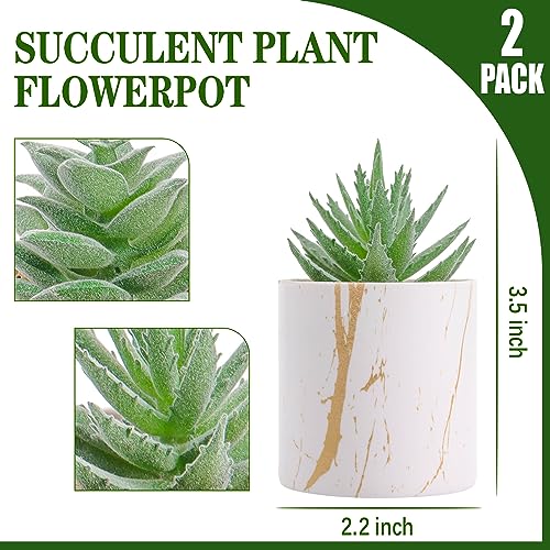 Der Rose Set of 2 Succulents Plants Artificial Mini Fake Succulents Plants for Home Office Desk Accessories for Women - color: 2-green