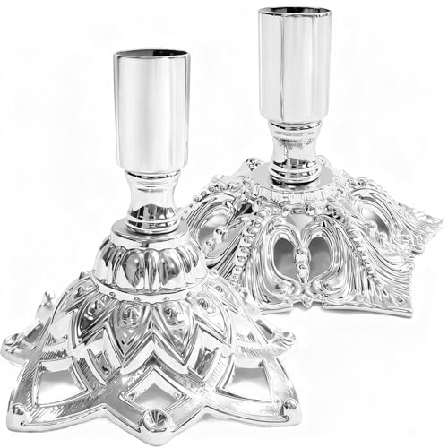 Candlestick Holders,Taper Candle Holder for Candlesticks Silver Plated Candle Metal Stick Candle Holders for Fireplace,Party, Dining,Wedding Decor,Fits 3/4 inch Thick Candle(Set of 2Pcs) - color: Silver, size: 1 set (2 pcs)