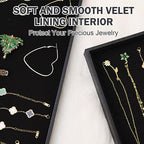 Velvet Jewelry Tray for Drawers Black Jewelrys Display Tray Stackable Jewelry Organizer Trays for Necklace Bracelet Ring Watch (4, Black)