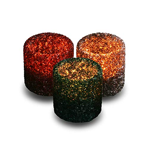 3 Pack Tealight Candle Holders Decorative Colorful Glass Cullet Tea Lights Votive Holders for Home Décor Wedding Halloween Christmas Decorations Table Centerpieces Party Favors Gifts 2.8”(D)x2.8”(H) - color: Blackish Green, Burgundy and Dark Brown