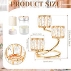 Metal 3 Arm Crystal Candle Holder - Tea Light Centerpiece Candle Holder, Votive Holder with Sparkling Crystal Bowl, Suitable for Wedding, Table Centerpiece, Home Decor (1, 3 arm-Gold) - size: 3 arm-Gold