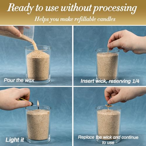 Sukh Snow Pearled-Candles with Wicks - DIY Candle Sand,Pearled Wax with Wicks,Wax,Refillable for Weddings,Partie (Sand) - color: Sand