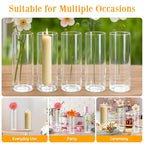 12 Pack 6.5" Tall x 2.4" Diameter Clear Glass Cylinder Vases-Flower Vases for Centerpieces, Hurricane & Floating Candle Holders for Weddings, Parties, Home Decor,Table Displays