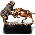 MEPERPER Bull and Bear Statue, Wall Street Bull Figurine, 9x9.5 Stock Market Decor Sculpture, Resin with Bronze-Like Finish, Finance Gifts for Traders and Investors