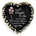 Personalized Jewelry Dish for Daughter in Law, Ceramic Trinket-Dish Heart Shape Ring Holder, Mother in Law Gift, Sentimental Keepsake Tray, Birth Floral Jewelry Organizer - color: Daughter In Law 127