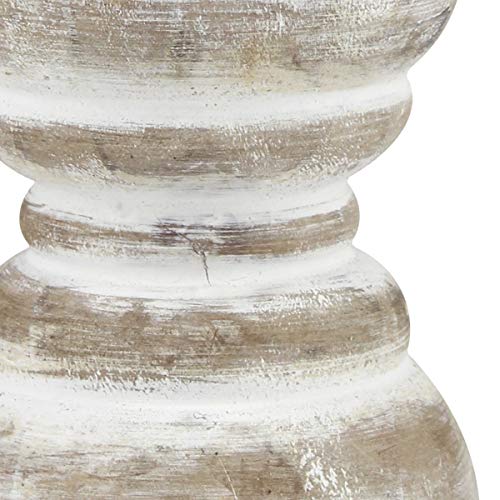 Stonebriar Antique White Wooden Pillar Candle Holder, Vintage Seaside Pillar Stand for Dining Table Centerpiece, Coffee Table, Mantel, Or Any Table Top, Small - color: Off White, size: 4 inches