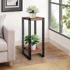27.5 inch Tall Plant Stand Table, 2 Tier Plant Shelves Indoor Flower Pots Stand Holder Modern Corner Plant Stand Rack Shelves Square Plant Tables for Office Living Room, Balcony, Brown