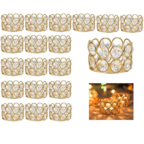 Pack of 20 Gold Crystal Tealight Candleholders - Candlestick Bowls Tea Lamp Candle Holders, Votive Candlestick Holders for Table Centerpieces, Diwali Decorations for Wedding Holiday Party Home Decor - color: Gold, size: 20 Pcs