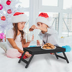 Artmeer Bed Tray Table with Folding Legs,Bamboo Breakfast in Bed for TV Table, Laptop Computer Tray,Eating,Snack Tray Black 2 Pack (Black) - color: Black, size: Medium (Pack of 2)