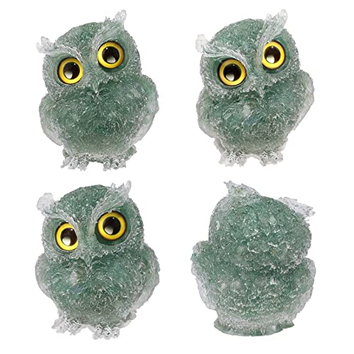 mookaitedecor Green Aventurine Owl Statue Sculpture Stone, Carved Animals Night Owl Figurine Crystal Ornament for Desktop Office Home Decor, 3 Inch - color: Green, size: 3 inch