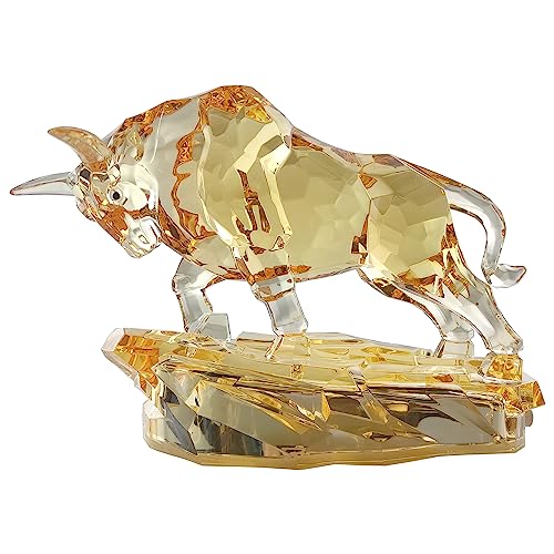 Acrylic Bull Statue - Wall Street Bull Sculpture for Home or Office Decor - 8.5'' Long