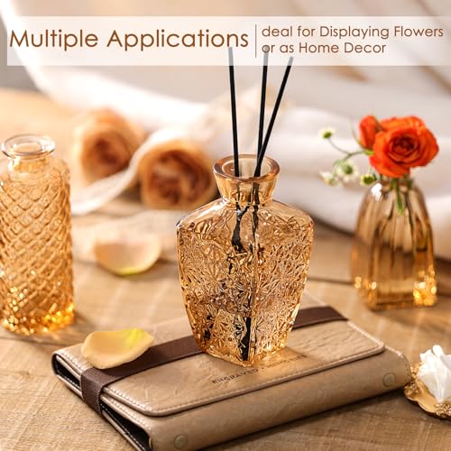 24 Pcs Glass Bud Vase Set, Small Glass Vases for Flowers, Mini Clear Bud Vases for Centerpieces, Wedding, Home, Office and Table Decoration, Amber - color: Amber, size: 24pcs