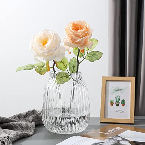 Clear Tall Vase,Large Clear Vases for Flowers,H-8.0" Simple Striped Design for Home Floor Decor,Farmhouse Decor, Centerpiece Coffee Table Decorations - color: Clear, size: H-8.0IN