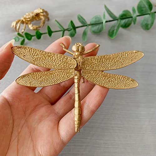 Gold Dragonfly Sculpture Solid Metal Insect Ornament Mini Insect Figurine for Home Office Garden Desktop Decor (Dragonfly) - style: Dragonfly