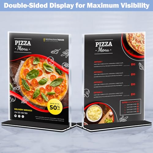 Acrylic Sign Holder 5 x 7, 24 Pack Clear Double-Sided Acrylic Display Stand for Vertical Tabletop Use, Perfect for Menus, Flyers, and Paper in Restaurants, Hotels, Office - size: 5 x 7