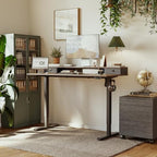 Agilestic 63 x 24 Inches Height Adjustable Electric Standing Desk with 2 Drawers, Stand Up Electric Desk Adjustable Height, Sit Stand Computer Gaming Table with Splice Board, Rustic Brown - color: Rustic Brown, size: 63 x 24 Inches with 2 drawers