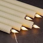 Homemory Honeycomb Flameless Taper Candles with 10-Key Remote, Battery Operated Hive Led Candlesticks Flickering Light, Electric Window Candles Real Wax for Gift Christmas Wedding Decor - style: Scandinavian 4 - Ivory 9.6"