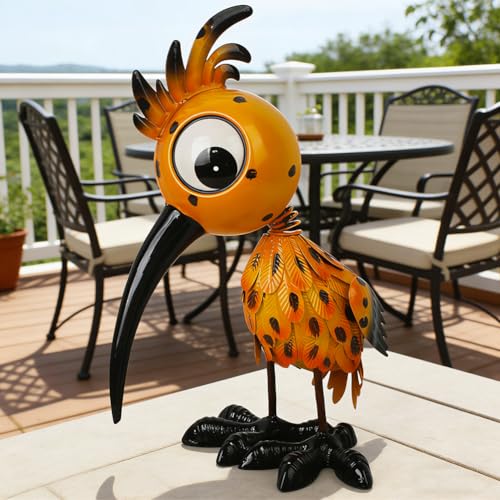 Metal Large Garden Statue,16.5" Orange Bird Statues and Sculptures for Outdoor Decor,Metal Yard Art Lawn Ornaments for Patio Backyard Decoration - color: Orange Bird