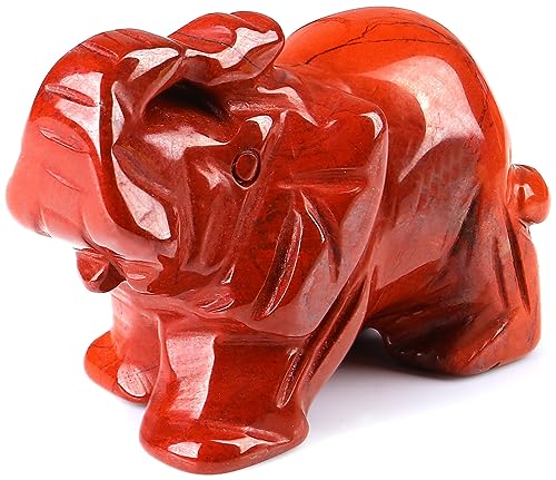 QINJIEJIE Red Jasper Crystals Elephant Decor Desk Stones Figurine Natural Gemstones Decoration Room Office Pocket Statue Meditation Spiritual Stocking Stuffers Christmas Stocking Stuffers Gifts Women - color: Red Jasper
