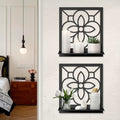 Abstract Candle Wall Holder, Pastoral Bathroom Wall Art for Living Room Bedroom Bathroom (2 Pack 11.8 x 13 in) - color: Black- Pastoral